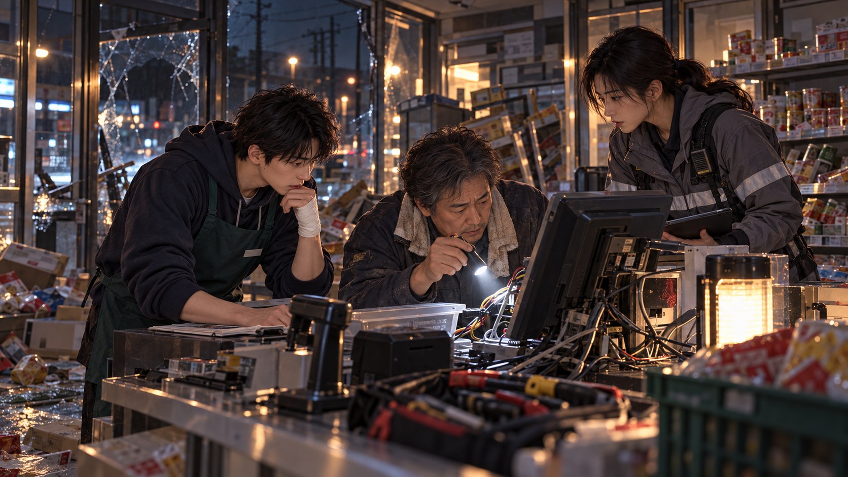 14화 누가 문을 열었는가 장면을 그린 AI 삽화